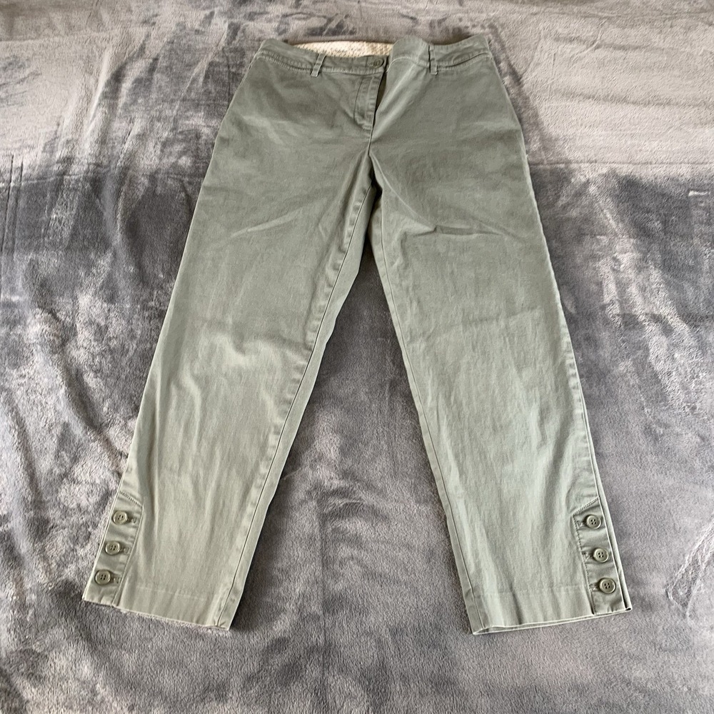 Talbots Olive Green Straight Leg Button Cuff Pants